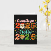 Goodbye 2025 Hello 2026 Cute Christmas New Year  Kaart (Gele Bloem)