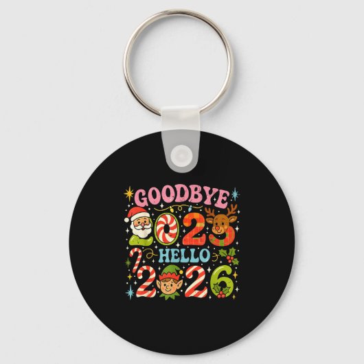 Goodbye 2025 Hello 2026 Cute Christmas New Year Sleutelhanger (Voorkant)