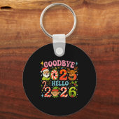 Goodbye 2025 Hello 2026 Cute Christmas New Year Sleutelhanger (Voorkant)