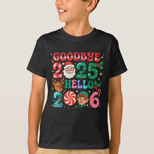 Goodbye 2025 Hello 2026 Cute Christmas New Year  T-shirt (Voorkant)