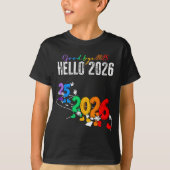 Goodbye 2025 Hello 2026 Funny Cartoon New Year Boy T-shirt (Voorkant)
