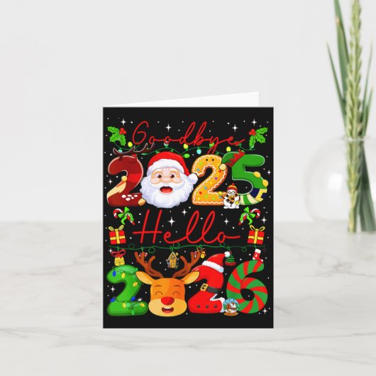 Goodbye 2025 Hello 2026 Happy New Year Christmas F Kaart (Voorkant)