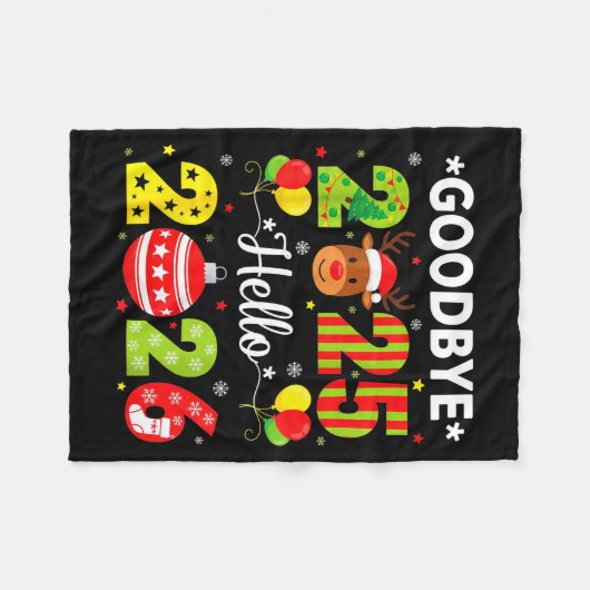 Goodbye 2025 Hello 2026 Happy New Year Christmas P Fleece Deken (Voorkant (Horizontaal))