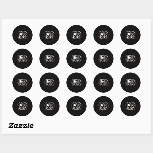 Goodbye 2025 Hello 2026 Happy New Year Confetti  Ronde Sticker (Vel)