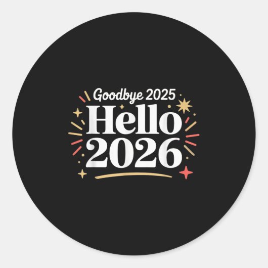 Goodbye 2025 Hello 2026 Happy New Year Confetti  Ronde Sticker (Voorkant)