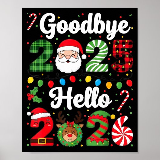 Goodbye 2025 Hello 2026 Happy New Year Countdown P Poster (Voorkant)