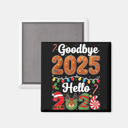 Goodbye 2025 Hello 2026 Happy New Year's Eve Chris Magneet (Voorkant / Achterkant)