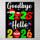 Goodbye 2025 Hello 2026 Happy New Year's Eve Chris Poster (Voorkant)