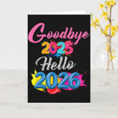 Goodbye 2025 Hello 2026 Kids Funny New Year Kaart (Gele Bloem)
