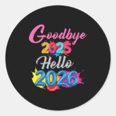 Goodbye 2025 Hello 2026 Kids Funny New Year  Ronde Sticker (Voorkant)