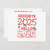 Goodbye 2025 Hello 2026 Merry Christmas Happy New Informatiekaartje (Voorkant / Achterkant)