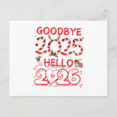 Goodbye 2025 Hello 2026 Merry Christmas Happy New Informatiekaartje (Voorkant)