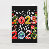 Goodbye 2025 Hello 2026 Merry Christmas Happy New Kaart (Voorkant)