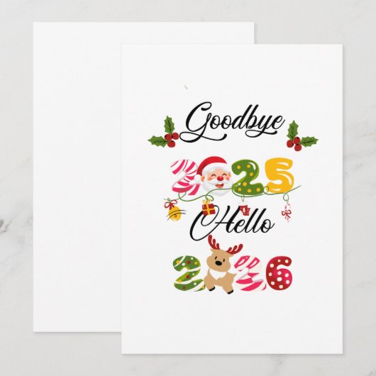 Goodbye 2025 Hello 2026 New Year Design Kaart (Voorkant / Achterkant)