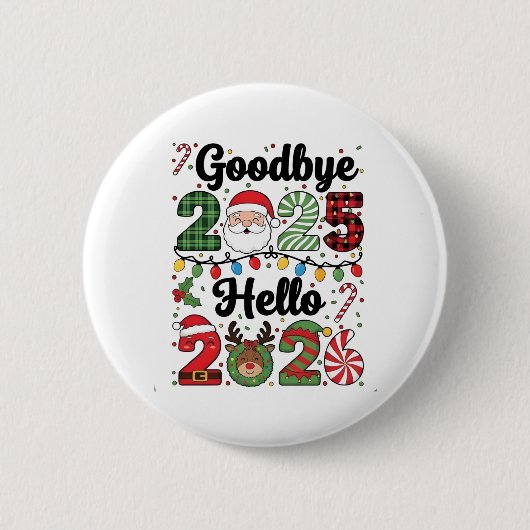 Goodbye 2025 Hello 2026 New Year Resolution   Ronde Button 5,7 Cm (Voorkant)