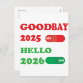 Goodbye 2025 Hello 2026 Toggle Card Design Feestdagenkaart (Voorkant / Achterkant)