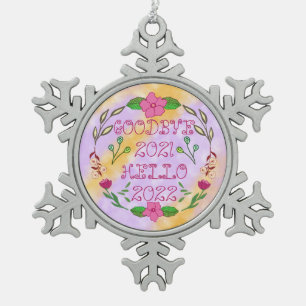 GOODBYE 20XX HALLO 20XX TIN SNEEUWVLOK ORNAMENT