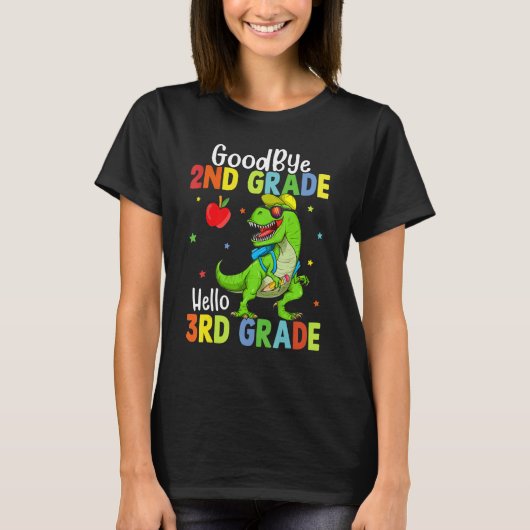 Goodbye 2nd Grade Hello 3rd Grade Dinosaur Kids Bo T-shirt (Voorkant)