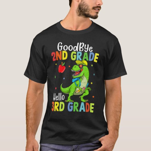 Goodbye 2nd Grade Hello 3rd Grade Dinosaur Kids Bo T-shirt (Voorkant)