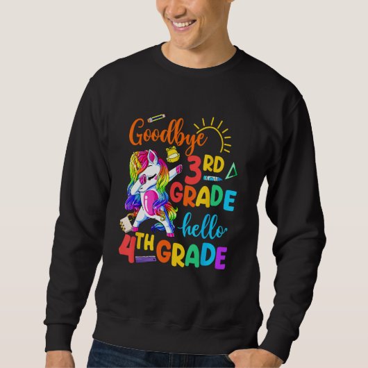 Goodbye 3rd Grade Hello 4th Grade Unicorn Girls 20 Trui (Voorkant)