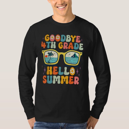 Goodbye 4th Grade Hello Summer Groovy Teacher Girl T-shirt (Voorkant)