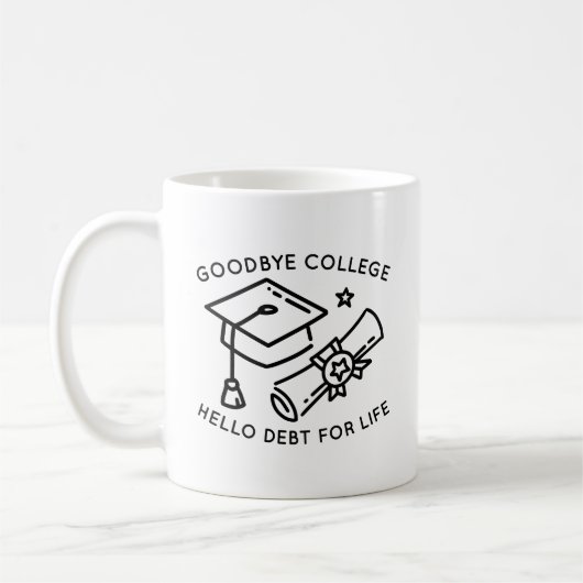 Goodbye College Hallo Schuld voor het leven Koffiemok (Links)
