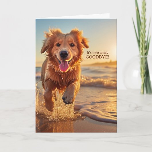 Goodbye Dog op het strand Schattigee Golden Retrie Kaart (Voorkant)