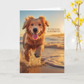 Goodbye Dog op het strand Schattigee Golden Retrie Kaart (Gele Bloem)