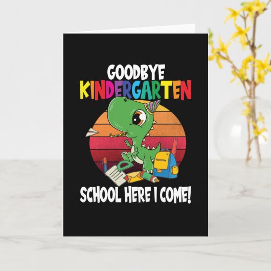 Goodbye Kindergarten Dino School Kaart (Gele Bloem)
