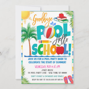 Goodbye Pool Hallo School Party Uitnodiging