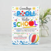 Goodbye Pool Hallo School Party Uitnodiging (Staand voorkant)