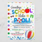 Goodbye School Hallo Pool Party Uitnodiging (Voorkant / Achterkant)