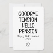 Goodbye Tension Funny Retirement Kaart voor papa (Voorkant)