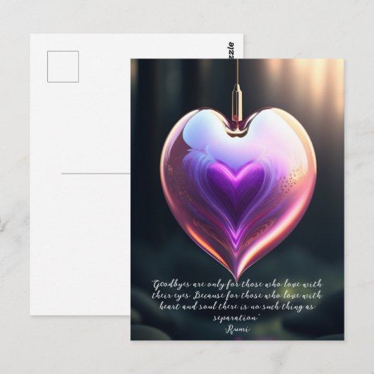 Goodbyes Rumi Quote Glass Heart Briefkaart (Voorkant / Achterkant)