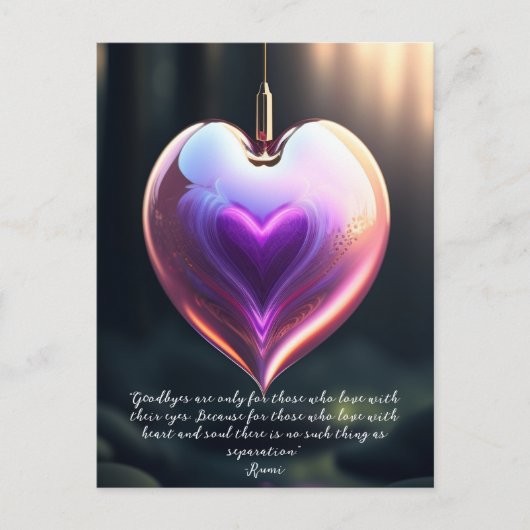 Goodbyes Rumi Quote Glass Heart Briefkaart (Voorkant)