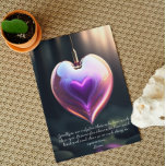 Goodbyes Rumi Quote Glass Heart Wenskaart Kaart<br><div class="desc">Het kleurrijke vlakke wenskaart kenmerkt de rand achtergronden van het glashart met het citaat van Rumi op goodbyes in witte tekst van de manuscriptdoopvont. Afbeelding gemaakt met AI-software.</div>
