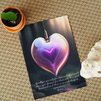 Goodbyes Rumi Quote Glass Heart Wenskaart Kaart