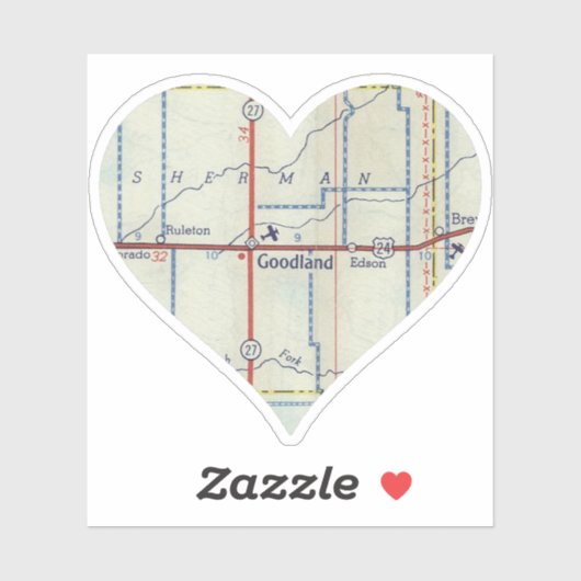 Goodland Kansas kaart Sticker (Vel)