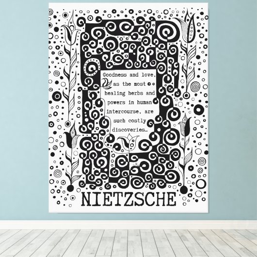 Goodness en LOVE quote van Nietzsche Canvas Afdruk (Insitu (Houten vloer))