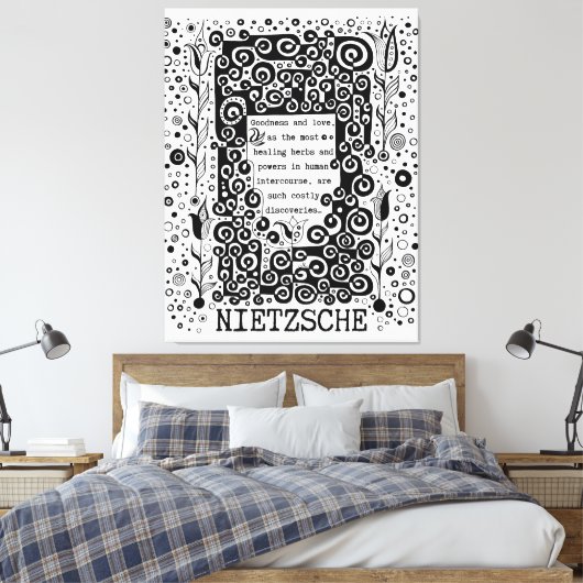 Goodness en LOVE quote van Nietzsche Canvas Afdruk (Insitu (Slaapkamer))