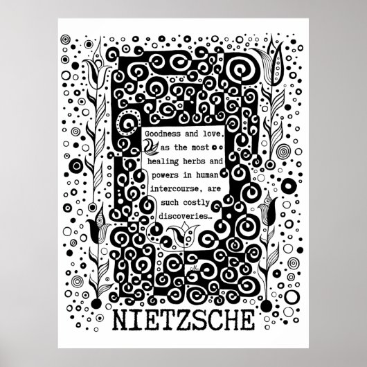 Goodness en LOVE quote van Nietzsche Poster (Voorkant)