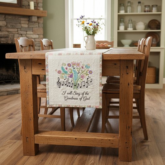 Goodness of God quilted look floral music Medium Tafelloper