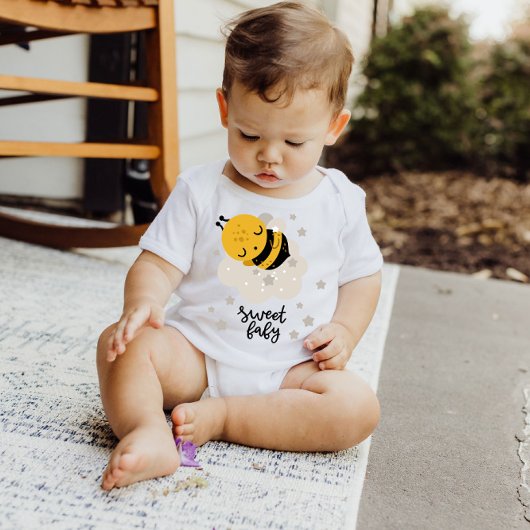 Goodnight Honey Bee Yellow Stars | Baby Bodysuit