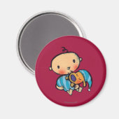 Goodnight Kisses Schattig Puppy in Blauwe Pyjama Magneet (Voorkant / Achterkant)