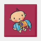 Goodnight Kisses Schattig Puppy in Blauwe Pyjama Magneet (Voorkant)