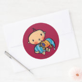 Goodnight Kisses Schattig Puppy in Blauwe Pyjama Ronde Sticker (Envelop)