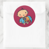 Goodnight Kisses Schattig Puppy in Blauwe Pyjama Ronde Sticker (Tas)