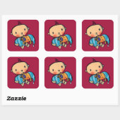 Goodnight Kisses Schattig Puppy in Blauwe Pyjama Vierkante Sticker (Vel)