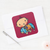 Goodnight Kisses Schattig Puppy in Blauwe Pyjama Vierkante Sticker (Envelop)