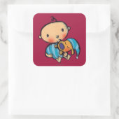 Goodnight Kisses Schattig Puppy in Blauwe Pyjama Vierkante Sticker (Tas)